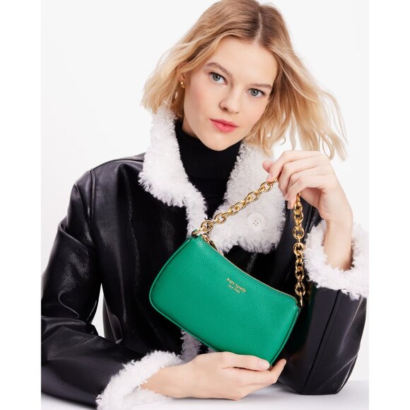 New Kate Spade Jolie Small Convertible Pebble Leather Crossbody Wintergreen - Picture 6 of 7
